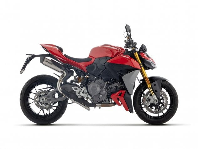 Escape Arrow Round-Sil titanio con tapa carbono para Ducati Streetfighter V2 2025