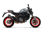 Silenciador Arrow Round-Sil 71939PRN montado en Ducati Monster 937 ángulo trasero