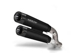 Terminal Arrow Round-Sil homologado Euro 5 detalle fondo carbono y cuerpo titanio negro