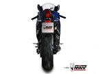 Escape completo Mivv MK3 Yamaha R7 vista trasera silenciador carbono