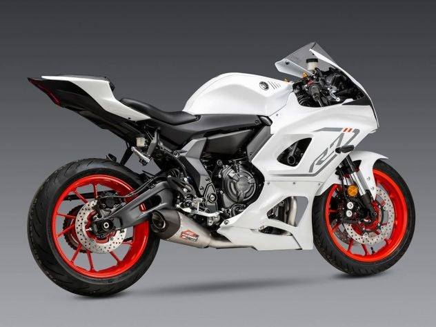 Sistema completo Yoshimura AT2 Racing vista lateral Yamaha R7 2022