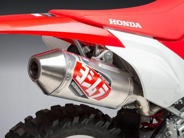 Sistema completo de escape Yoshimura RS-2 en acero inoxidable para Honda CRF 250F 2019-2023 vista lateral