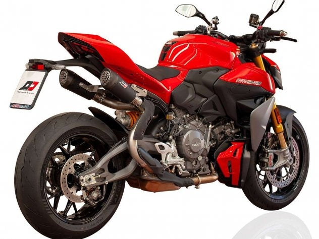 Escape QD homologado Euro 5 montado en Streetfighter V2 con protectores térmicos carbono