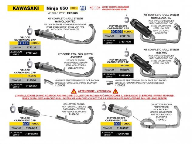 Escape Arrow Fast homologado diseño compacto drop Kawasaki