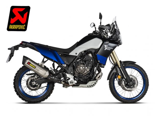 Vista lateral escape Akrapovic homologado Euro 5 Ténéré 700 adventure