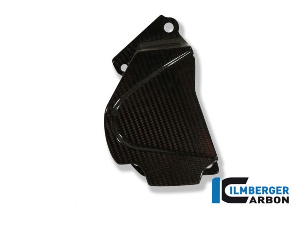 Instalación tapa de piñón carbono Ilmberger BMW HP4 calce OEM