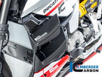 Tapa radiador izquierda carbono pulido Ilmberger Ducati Streetfighter V2 2022-2024 vista frontal