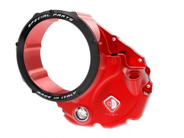 Detalle ojo de buey plástico técnico tapa embrague Ducabike XDiavel