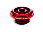 Tapón llenado aceite Rizoma disponible en color rojo y negro para Ducati Panigale V4 2025