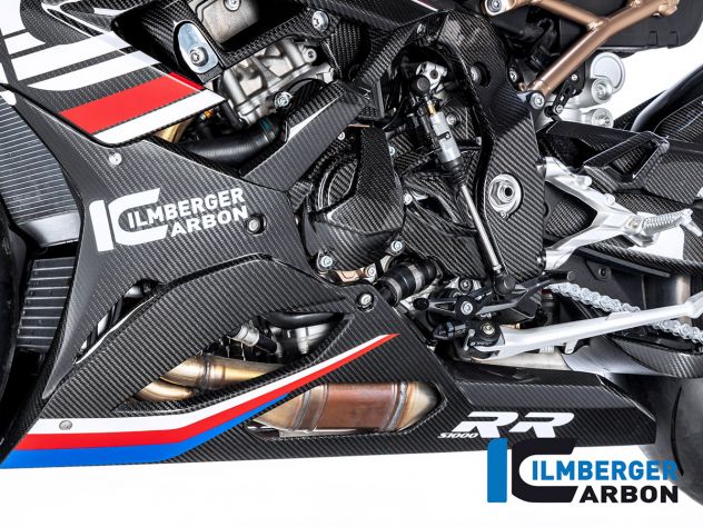 Vista lateral tanque largo carbono Ilmberger BMW S1000RR instalación OEM