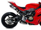 Terminales titanio con fondo carbono Termignoni Panigale V4 detalle