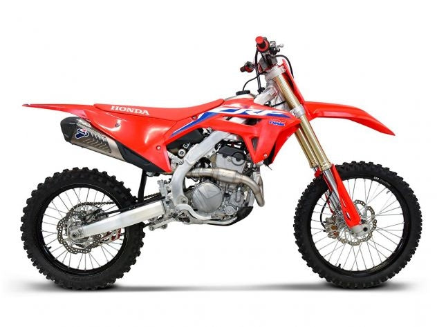 Silenciador titanio Termignoni CRF 250 con base carbono y placa negra