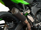 Detalle salida cónica escape QD Dark Matter con protector térmico carbono Kawasaki ZX-4RR
