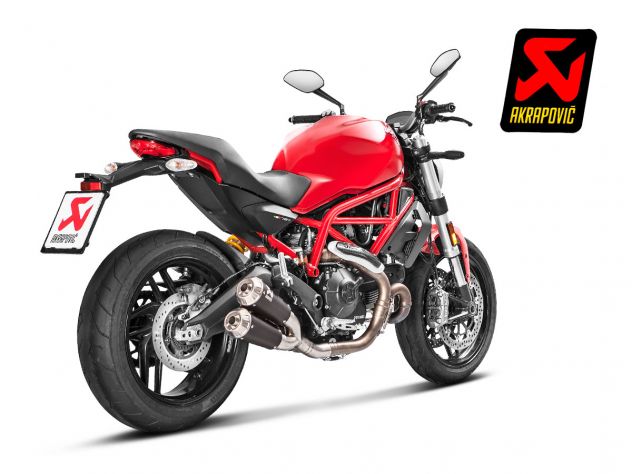 Sistema deslizable Akrapovic montaje directo colectores originales Ducati Monster 797 2017-2020