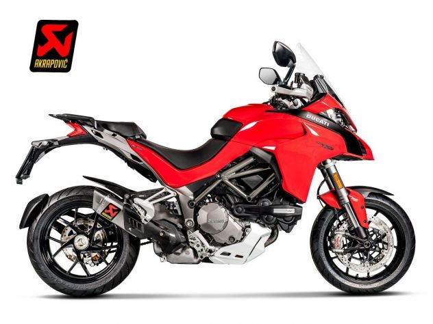 Vista lateral escape Akrapovic slip-on titanio Multistrada 1260 S 2018-2020