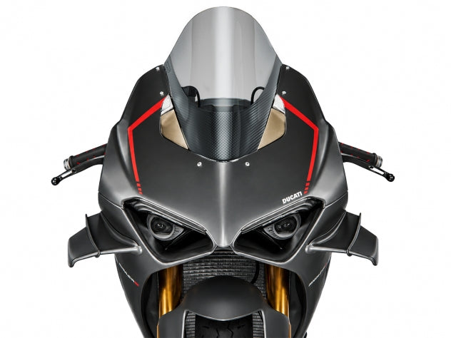 Detalle tejido carbono plain mate cover parabrisas WRS Ducati Panigale V4